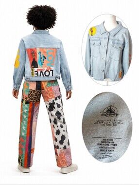 Disney Pixar Soul Denim Jean Jacket Love Saxophone Jazz Artistic Patches Sz XL